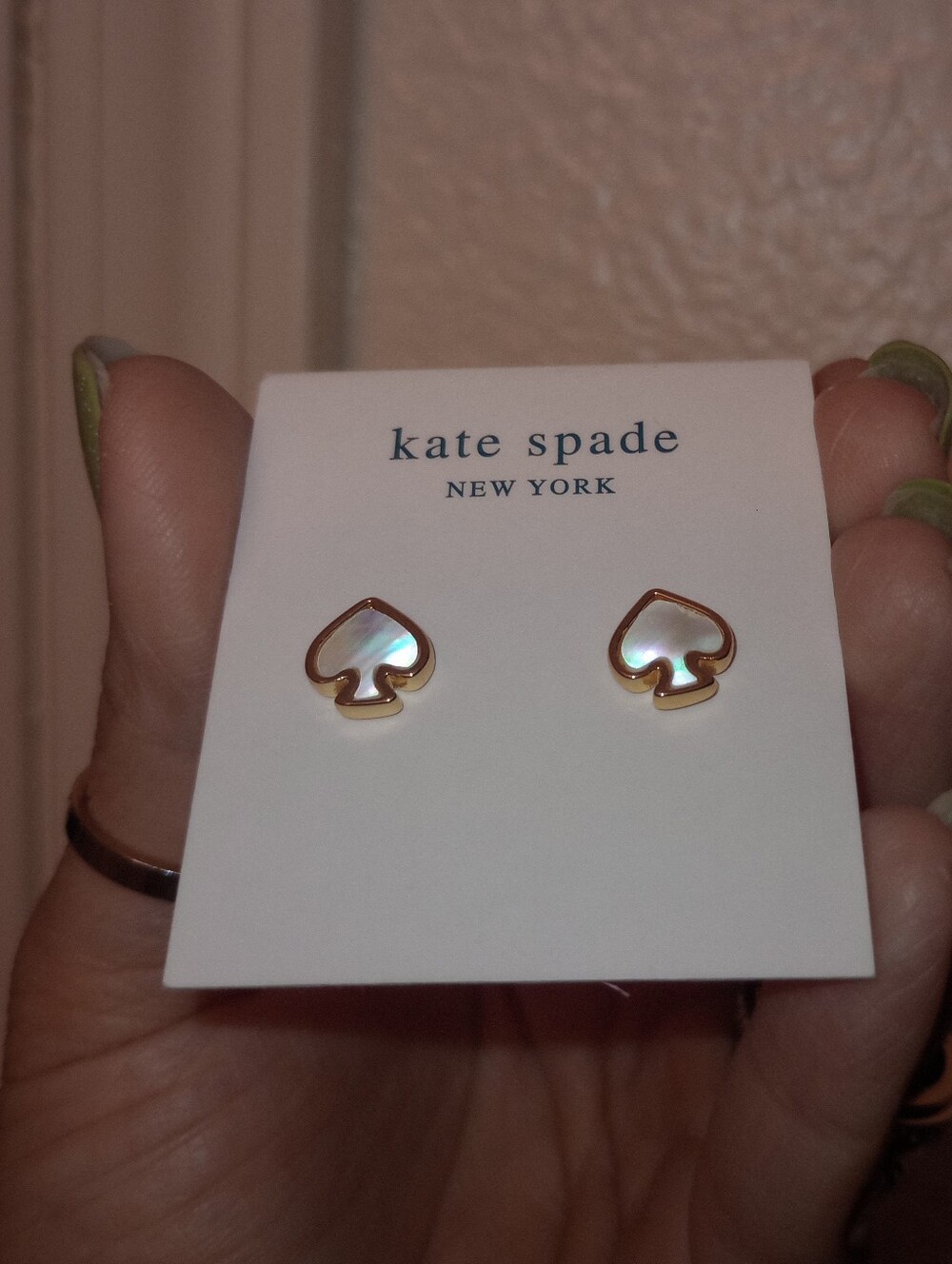 Kate Spade New York Mother of Pearl Spade Stud Earrings With Pearl Backings